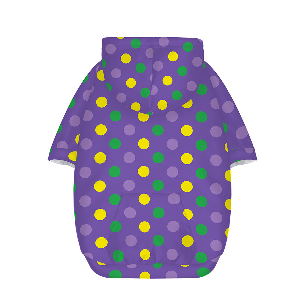 Mardi Gras Polka Dot Pattern Print Dog Zip Up Hoodie