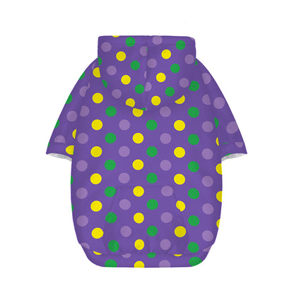 Mardi Gras Polka Dot Pattern Print Dog Zip Up Hoodie