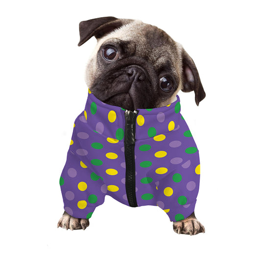 Mardi Gras Polka Dot Pattern Print Dog Zip Up Jacket