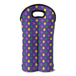 Mardi Gras Polka Dot Pattern Print Double Neoprene Wine Tote