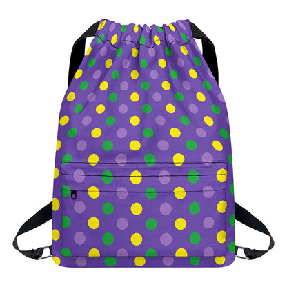 Mardi Gras Polka Dot Pattern Print Drawstring Backpack
