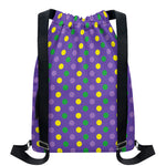 Mardi Gras Polka Dot Pattern Print Drawstring Backpack