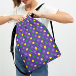 Mardi Gras Polka Dot Pattern Print Drawstring Backpack