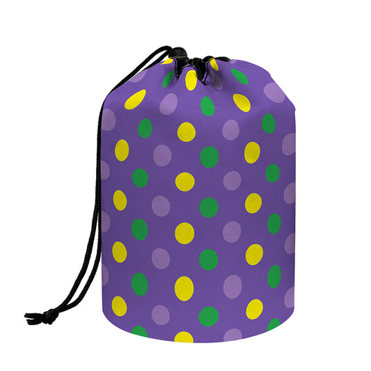 Mardi Gras Polka Dot Pattern Print Drawstring Makeup Bag