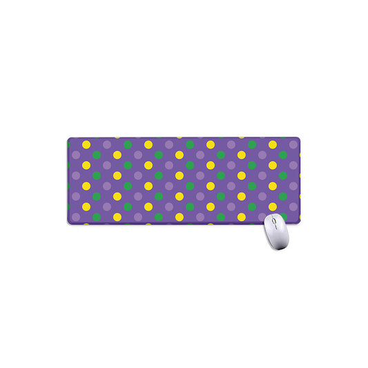 Mardi Gras Polka Dot Pattern Print Extended Mouse Pad