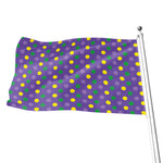 Mardi Gras Polka Dot Pattern Print Flag