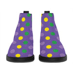 Mardi Gras Polka Dot Pattern Print Flat Ankle Boots