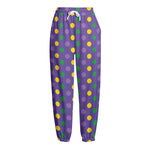 Mardi Gras Polka Dot Pattern Print Fleece Lined Knit Pants