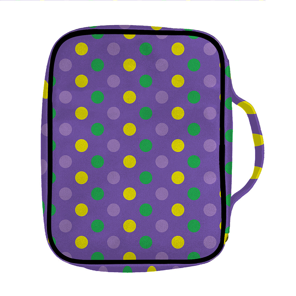 Mardi Gras Polka Dot Pattern Print Front Pocket Bible Bag