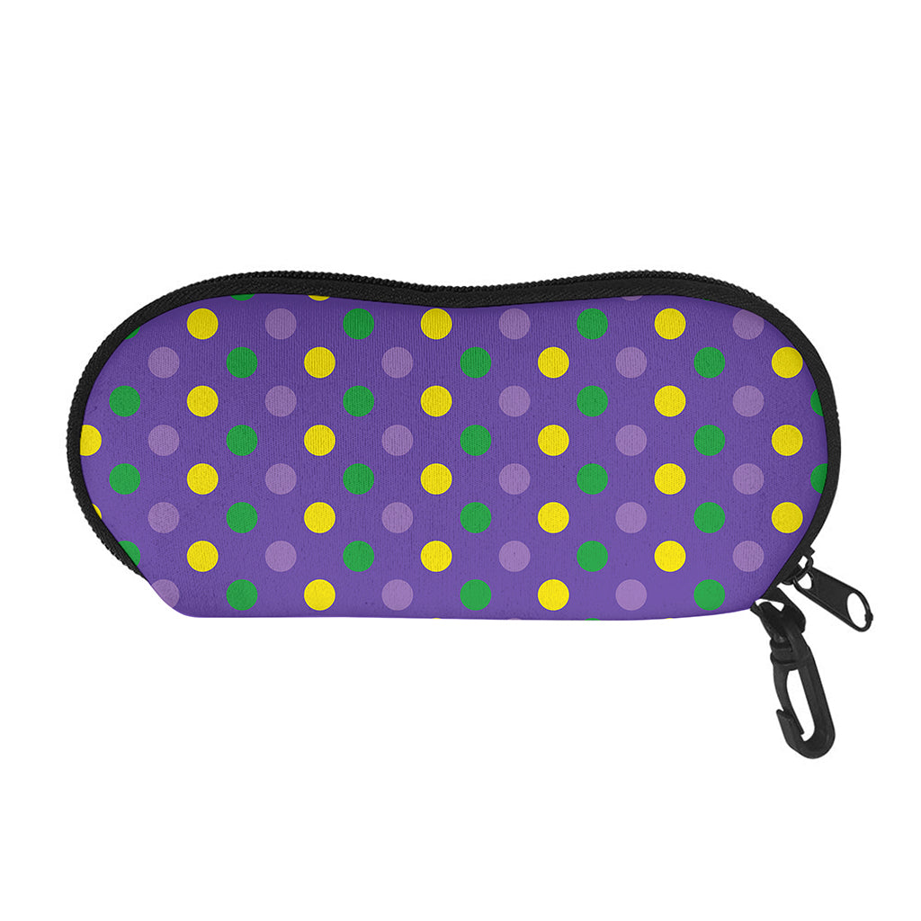 Mardi Gras Polka Dot Pattern Print Glasses Case