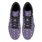 Mardi Gras Polka Dot Pattern Print High Top Leather Sneakers