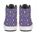 Mardi Gras Polka Dot Pattern Print High Top Leather Sneakers