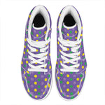 Mardi Gras Polka Dot Pattern Print High Top Leather Sneakers