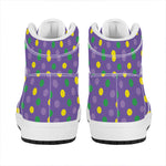 Mardi Gras Polka Dot Pattern Print High Top Leather Sneakers