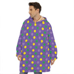 Mardi Gras Polka Dot Pattern Print Hoodie Blanket