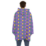 Mardi Gras Polka Dot Pattern Print Hoodie Blanket