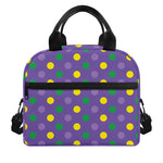 Mardi Gras Polka Dot Pattern Print Insulated Lunch Bag