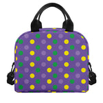 Mardi Gras Polka Dot Pattern Print Insulated Lunch Bag