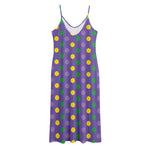 Mardi Gras Polka Dot Pattern Print Jersey Midi Cami Dress