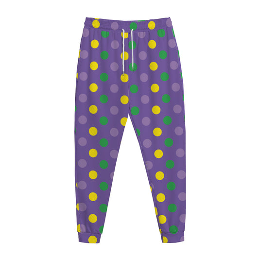 Mardi Gras Polka Dot Pattern Print Jogger Pants
