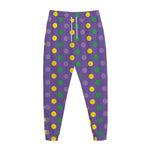Mardi Gras Polka Dot Pattern Print Jogger Pants