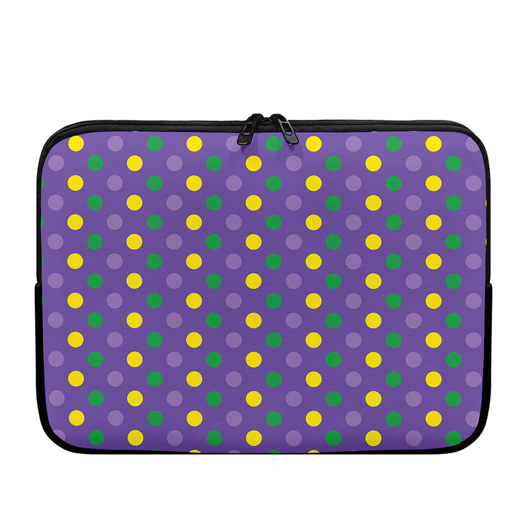 Mardi Gras Polka Dot Pattern Print Laptop Sleeve