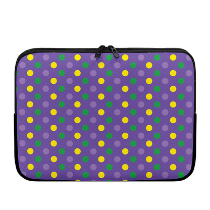 Mardi Gras Polka Dot Pattern Print Laptop Sleeve