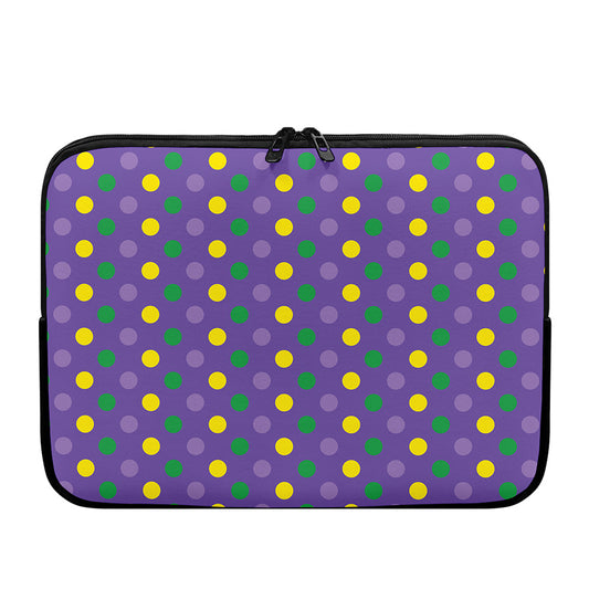 Mardi Gras Polka Dot Pattern Print Laptop Sleeve