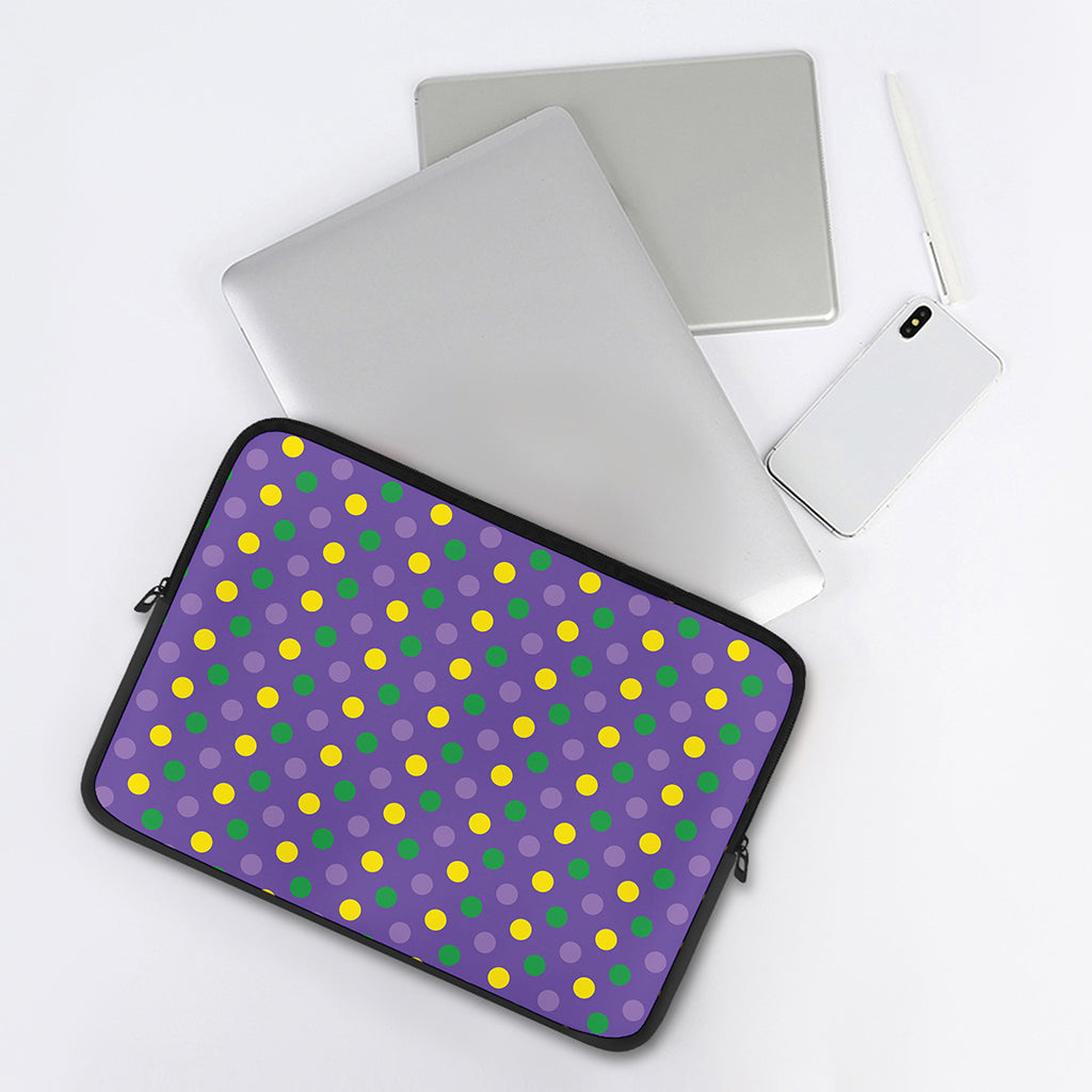 Mardi Gras Polka Dot Pattern Print Laptop Sleeve