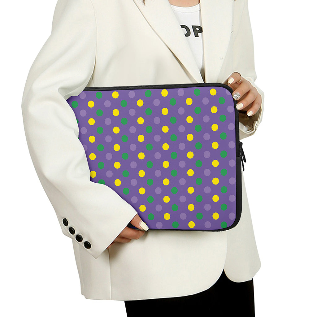 Mardi Gras Polka Dot Pattern Print Laptop Sleeve