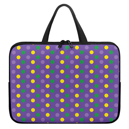 Mardi Gras Polka Dot Pattern Print Laptop Sleeve With Handle