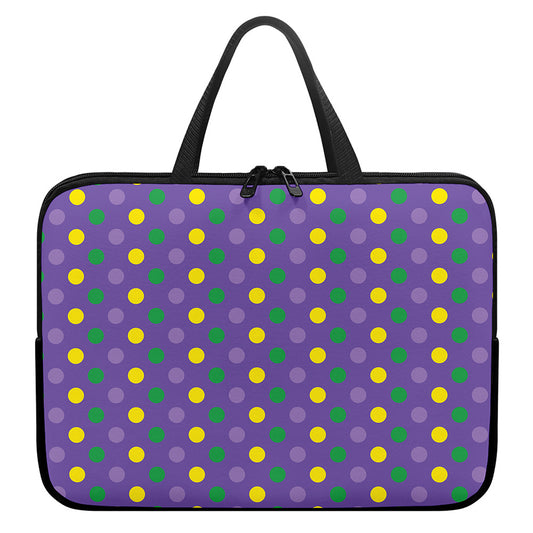 Mardi Gras Polka Dot Pattern Print Laptop Sleeve With Handle