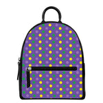 Mardi Gras Polka Dot Pattern Print Leather Backpack