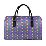 Mardi Gras Polka Dot Pattern Print Leather Duffle Bag