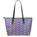 Mardi Gras Polka Dot Pattern Print Leather Tote Bag With Zipper