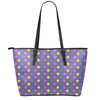 Mardi Gras Polka Dot Pattern Print Leather Tote Bag