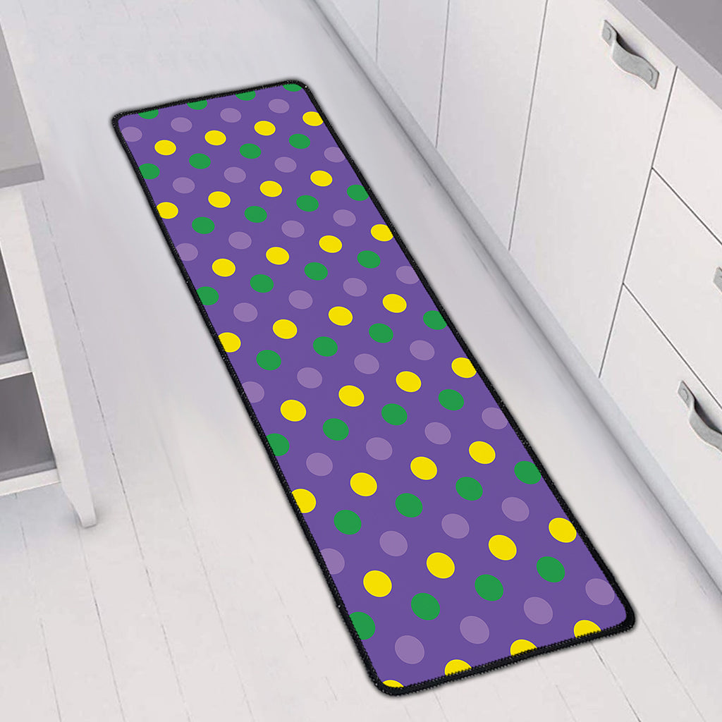 Mardi Gras Polka Dot Pattern Print Long Kitchen Mat
