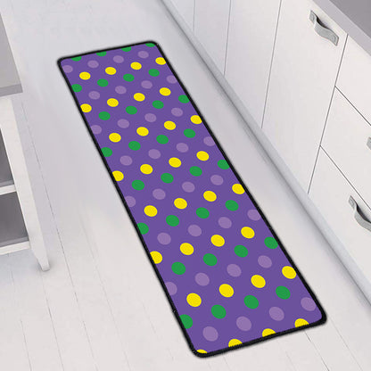 Mardi Gras Polka Dot Pattern Print Long Kitchen Mat