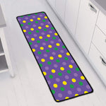 Mardi Gras Polka Dot Pattern Print Long Kitchen Mat