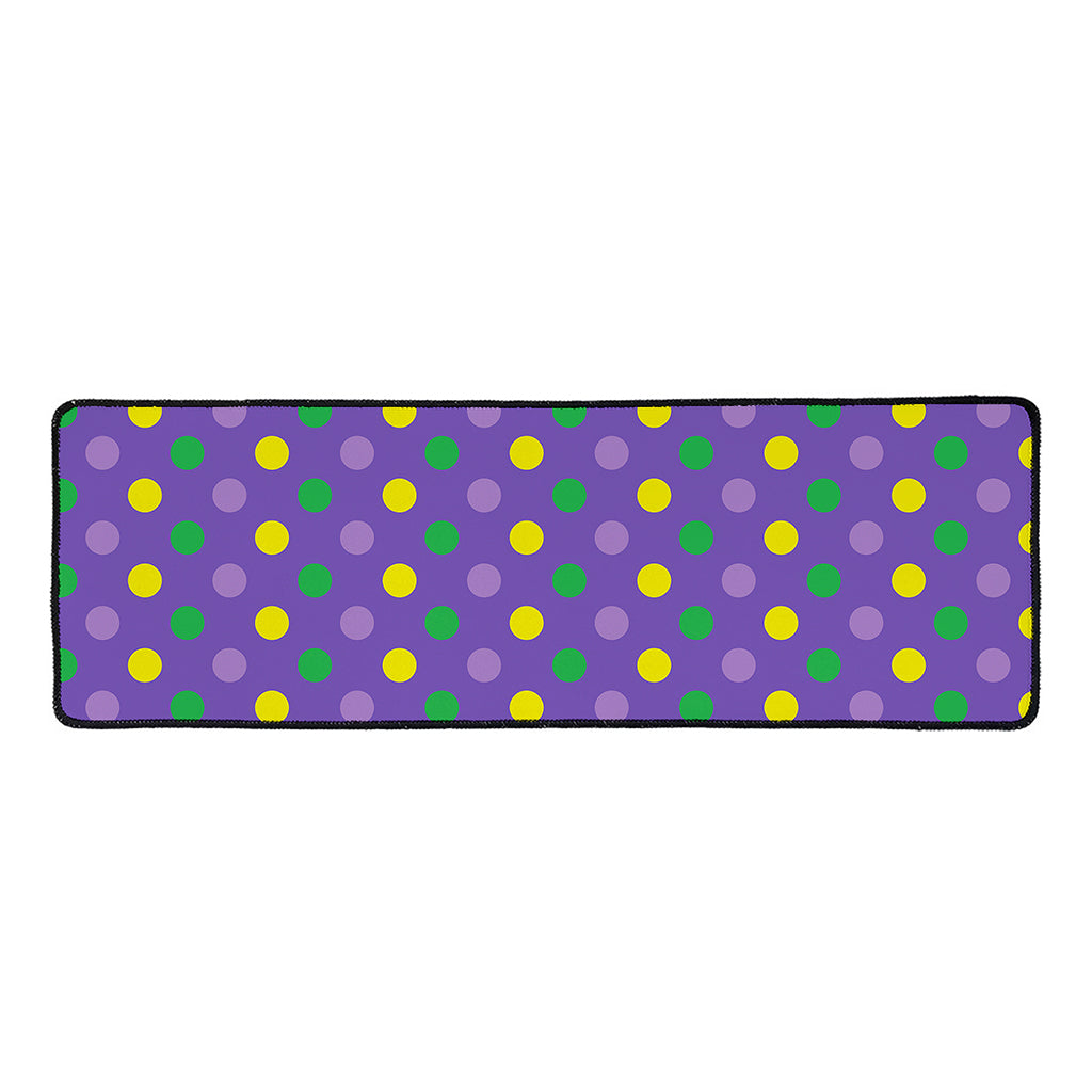 Mardi Gras Polka Dot Pattern Print Long Kitchen Mat