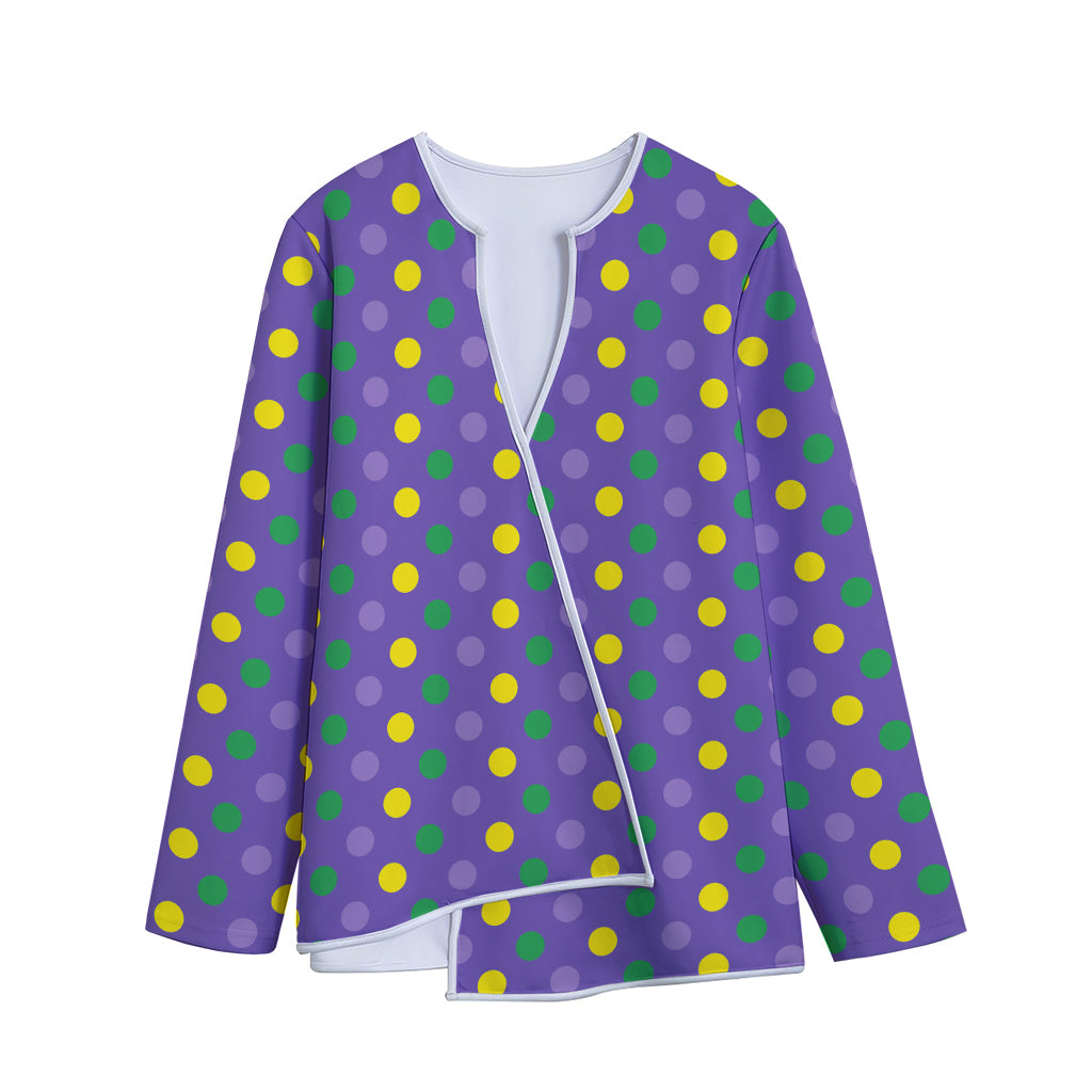 Mardi Gras Polka Dot Pattern Print Long Sleeve Short Coat