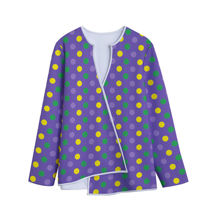 Mardi Gras Polka Dot Pattern Print Long Sleeve Short Coat