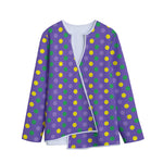 Mardi Gras Polka Dot Pattern Print Long Sleeve Short Coat