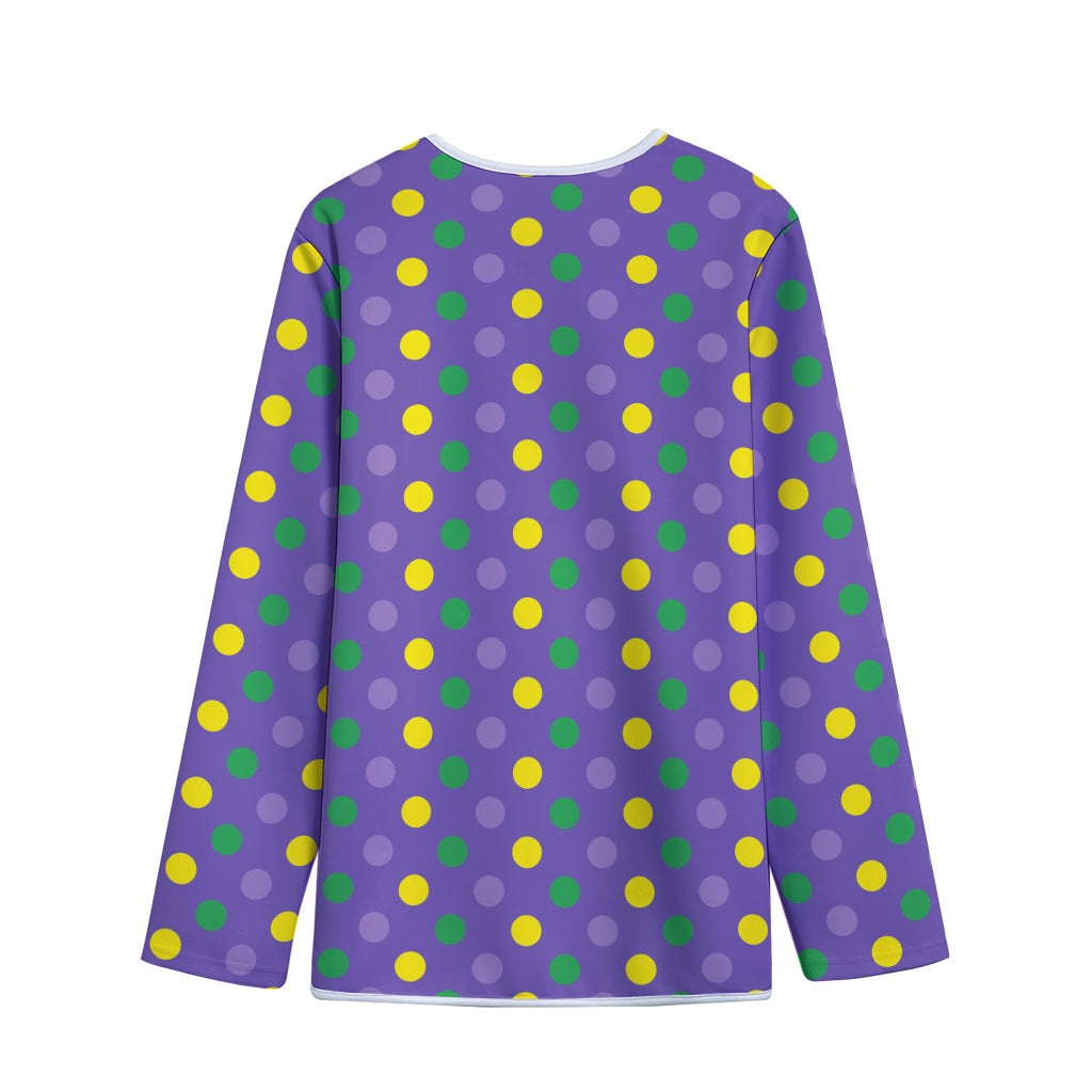 Mardi Gras Polka Dot Pattern Print Long Sleeve Short Coat