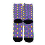 Mardi Gras Polka Dot Pattern Print Long Socks