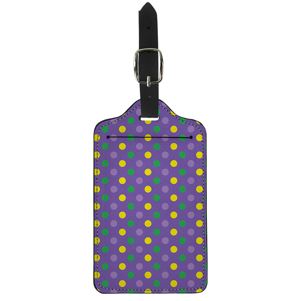 Mardi Gras Polka Dot Pattern Print Luggage Tag