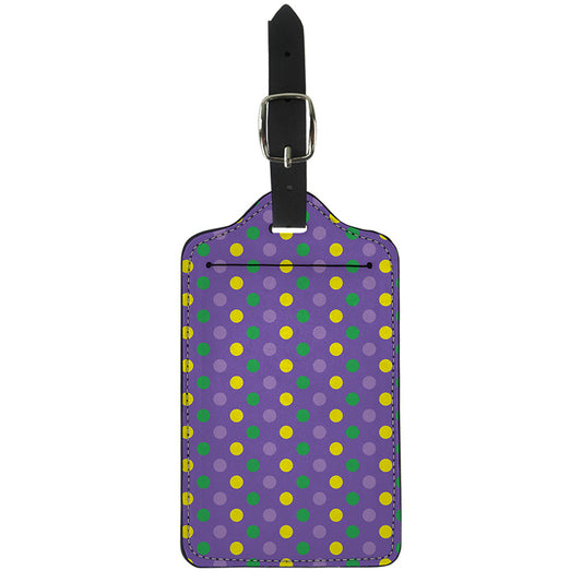 Mardi Gras Polka Dot Pattern Print Luggage Tag