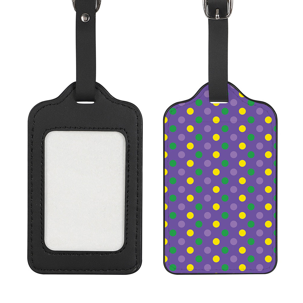 Mardi Gras Polka Dot Pattern Print Luggage Tag