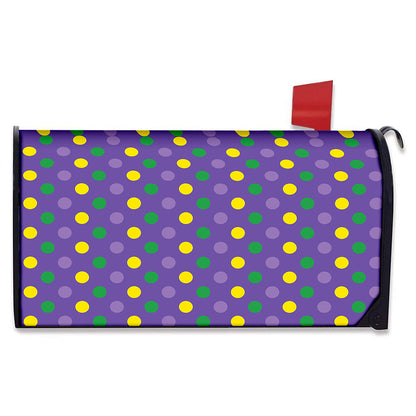Mardi Gras Polka Dot Pattern Print Mailbox Cover