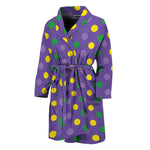 Mardi Gras Polka Dot Pattern Print Men's Bathrobe
